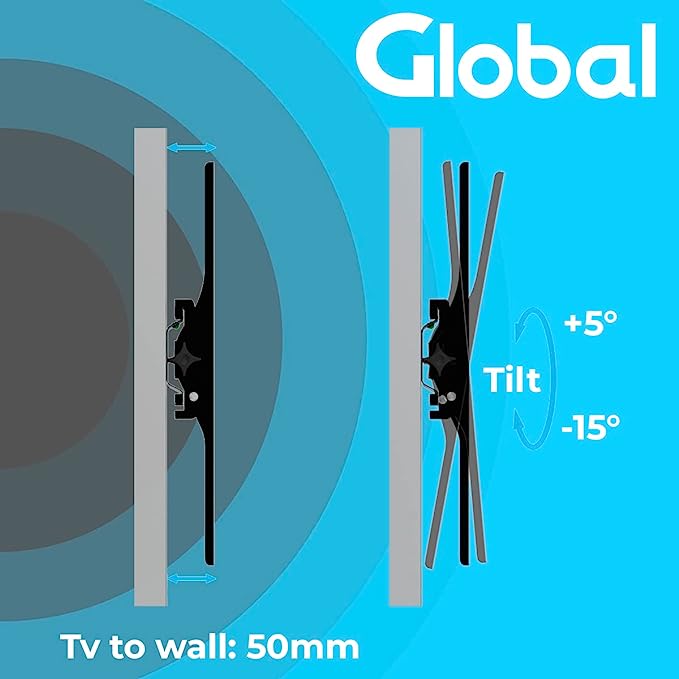 Tilting TV Wall Mount Bracket for Most 26 to 55" TV LED LCD OLED and Monitors, Flat and Curved TVs Low Profile Highly Resistant TV Mount Save Spacing VESA 400x400mm