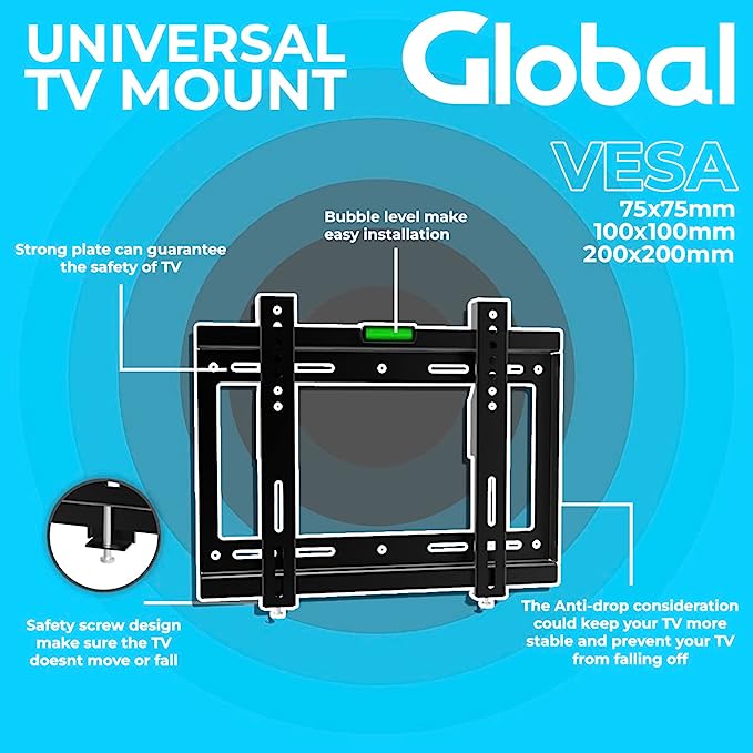 TV Wall Mount Bracket for Most 14 to 42" TV LED LCD OLED and Monitors, Flat and Curved TVs Low Profile Highly Resistant TV Mount Save Spacing VESA 200x200mm