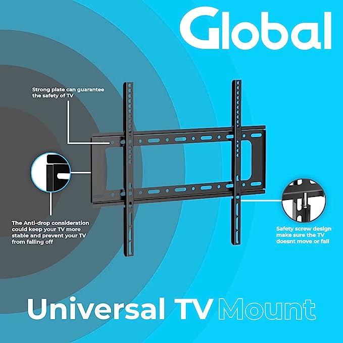 TV Wall Mount Bracket for Most 26 to 63" TV LED LCD OLED and Monitors, Flat and Curved TVs Low Profile Highly Resistant TV Mount Save Spacing VESA 400x400mm
