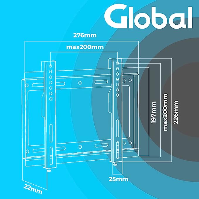 TV Wall Mount Bracket for Most 14 to 42" TV LED LCD OLED and Monitors, Flat and Curved TVs Low Profile Highly Resistant TV Mount Save Spacing VESA 200x200mm