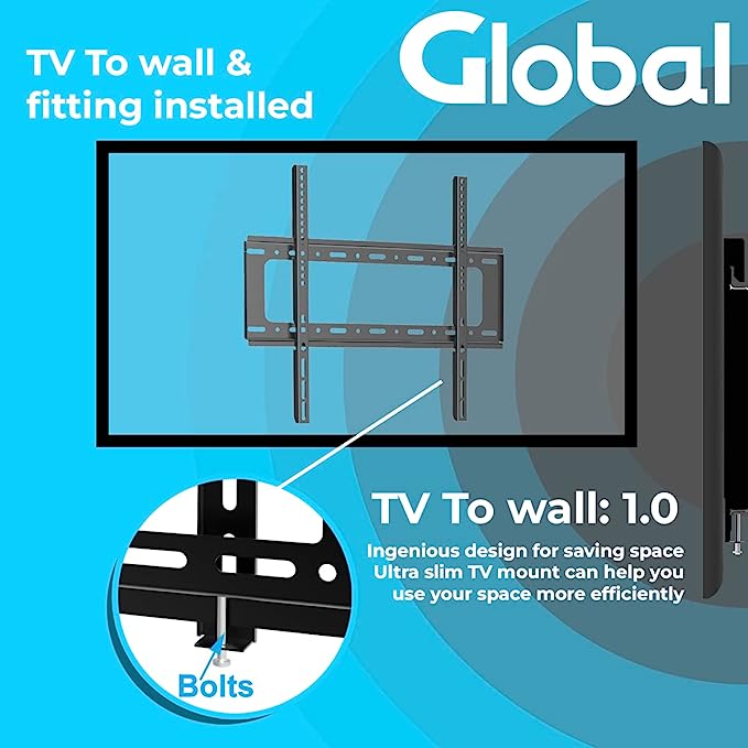 TV Wall Mount Bracket for Most 26 to 63" TV LED LCD OLED and Monitors, Flat and Curved TVs Low Profile Highly Resistant TV Mount Save Spacing VESA 400x400mm