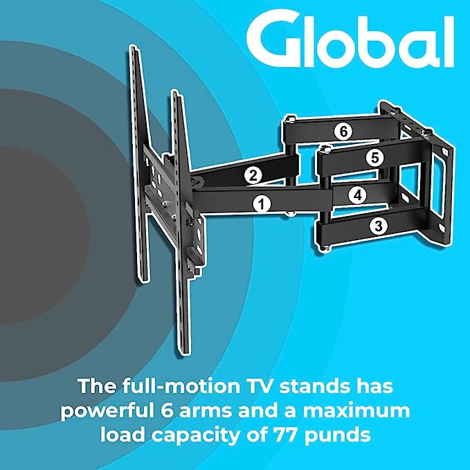 Wall Mount TV Double Arm Long Extension TV and Monitors Mount Corner Bracket Full Motion with Long Arm for Corner/Flat Installation fits 30 to 60" Flat/Curve TVs VESA 400x400mm High Resistance