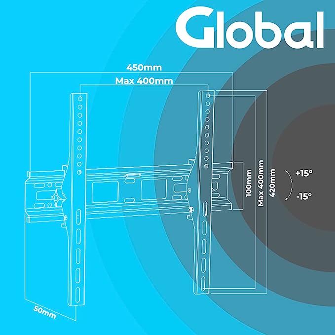 Tilting TV Wall Mount Bracket for Most 26 to 55" TV LED LCD OLED and Monitors, Flat and Curved TVs Low Profile Highly Resistant TV Mount Save Spacing VESA 400x400mm